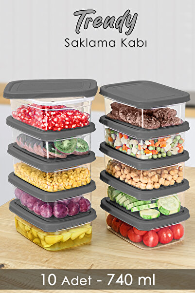 Meleni Home 10 Adet Dikdörtgen Erzak Saklama Kabı - Mikrodalgaya Uygun Düzenl...