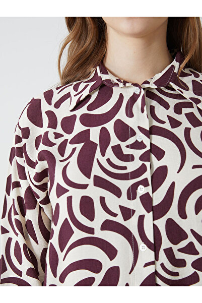 LC Waikiki Lcw Modest Brown Print Women's Shirt Tunic