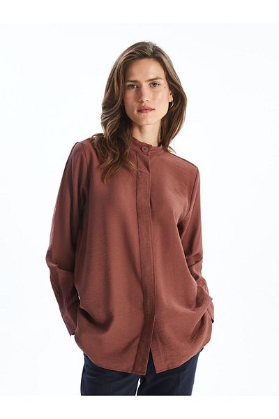 LC Waikiki Lcwaikiki Classic Brown Judge Collar Women's Shirt Tunic