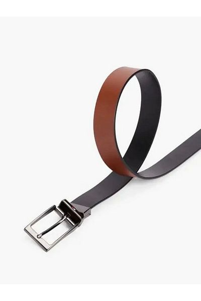 Tommy Hilfiger Men's Adjustable Metal Buckle 100% Leather Black Belt Am0Am13017-Bds