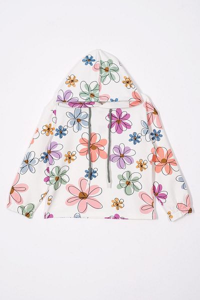 zepkids Flower Printed Hooded Spanish Leg Open Toe Color Girls' Pants Suit
