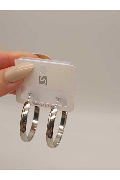 TLSMACCESORIES ÇELİK KÜPE SILVER HALKA BÜYÜK