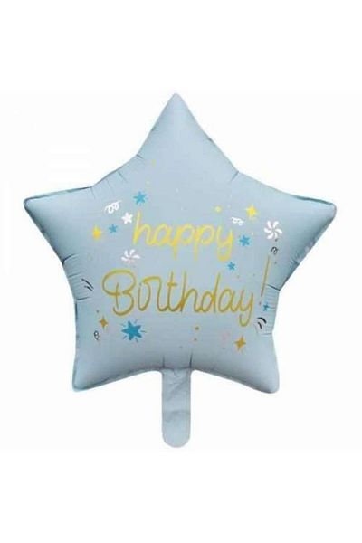 parti sürprizi Happy Birthday Blue Star Foil Balloon 1 Piece