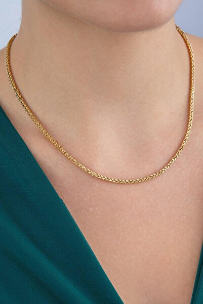 Fiyonk Kuyumculuk 14 Ayar Altın Kare Tondo Kolye 2 mm