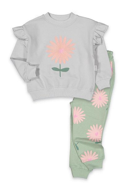 baby flamindo Baby Flami̇Ndo Çi̇Çek Nakişlı 2 DrawstrinġK Girl's Tracksuit Set