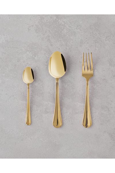 English Home Sirius Stainless Steel Fork Spoon Knife Set 18 Pieces 6 People Ancient Gold
