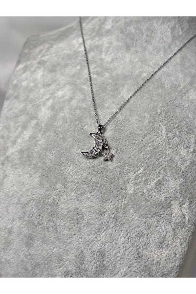 Uzak Işıklar قلادة نجمة الهلال من حجر الزركون