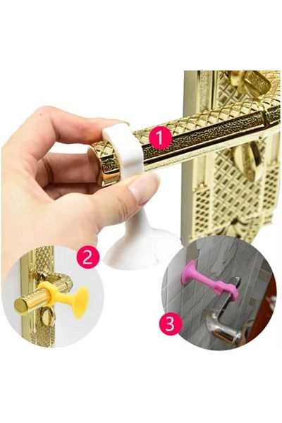 evimdeyokyok Colorful Suction Cup Snap Door Handle Stopper Set of 4