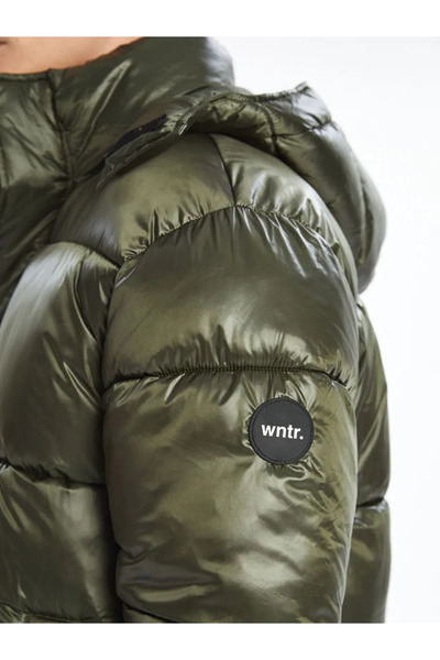 LC Waikiki Ανδρικό πουπουλένιο παλτό LCW Casual Green Comfortable Fit με κουκούλα