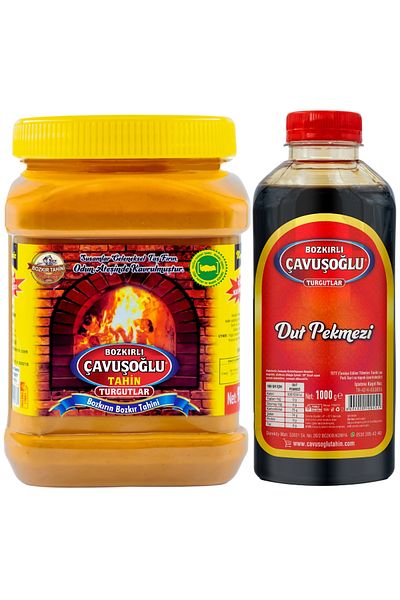 Bozkırlı Çavuşoğlu Double Roasted Bran-Free Crochet Tahini 930 g Çavuşoğlu Mulberry Molasses 1000 g