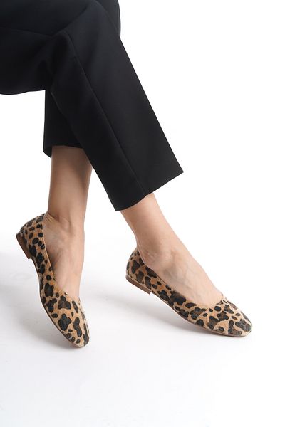 İDOL SHOES Women's Leopard Patterned Ballets