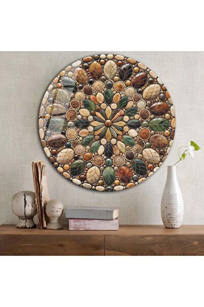 bestdecor Mozaik Temalı Yuvarlak Cam Tablo | Hediyelik, Dekoratif, Ofis, Mutfak, 41