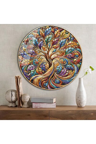 bestdecor Πολύχρωμο Στρογγυλό Γυάλινο Τραπέζι Tree of Life |   Δώρο, Διακοσμη...