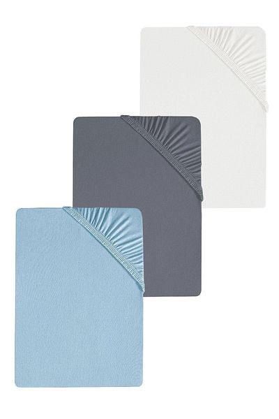 COTENCONCEPT Cearşaf de pat pieptănat din bumbac simplu - 80x200+30cm 3 bucăţi cu elastic