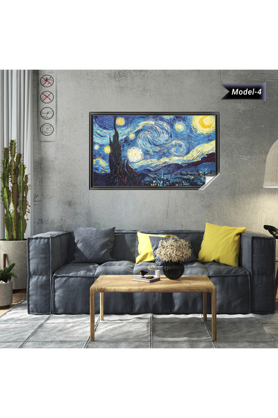 Akıllı Kağıt Van Gogh Yıldızlı Gece Tablo - Poster Dünyaca Ünlü (Model- 4)