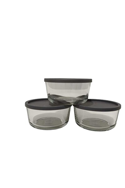 LAV Feyzade - 800 Cc X 3 Pcs Anthracite High Waist Storage Container with Lid
