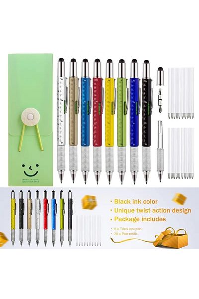 madamlina Set of 8 Engineer Pencils with Spirit Level and Touch Function - Gift