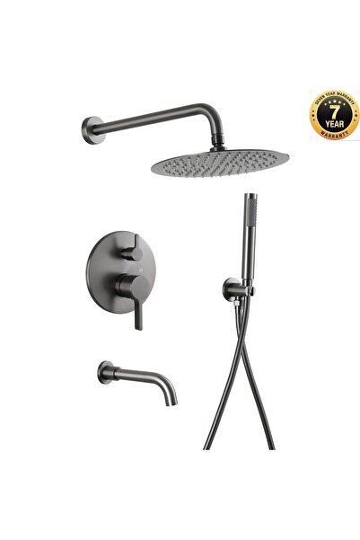 OEM Banyo Bataryası Duş Seti Ankastre Yeni 3 Yollu Model Antrasit Renk Sıva A...