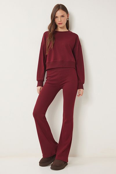 Lovelyİstanbul Burgundy Crew Neck Tracksuit - Lxr0008