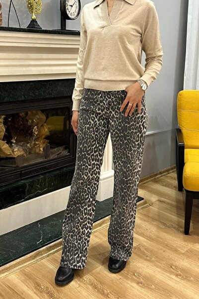 SeHlen Butik Leopar Straight Jean