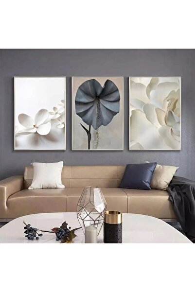 KOLAJTASARIM Karışık Tonlar Çiçek Detaylı Siyah Metal Çerçeveli Cam Tablo /S