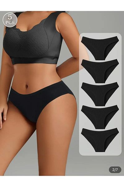 İmpavido Chiloți Bikini Pachet 5 Camisole Neagră Bumbac Lycra