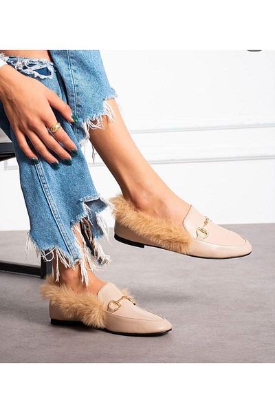 BappaSlipper Furry Slippers-Cream