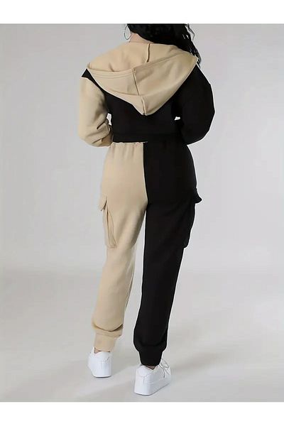 PENTHİLUS Γυναικείο Σετ Φούτερ από Βαμβακερό Fleece Απλό Χαλαρό Μαύρο
