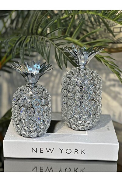 Elta Collection 2 li İthal Kristal Taşlı Gümüş Ananas Dekoratif Obje Biblo & ...