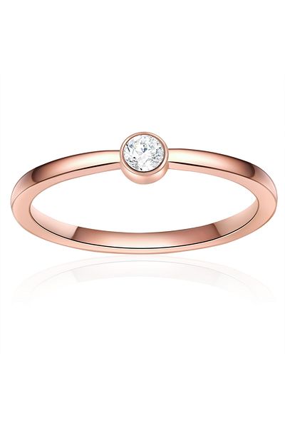 eastside Edelstahlring Ring Edelstahl Roségold Zirkonia Weiß