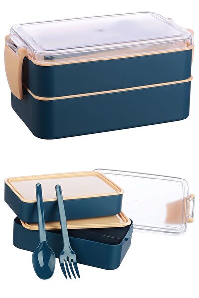 LEON LİFE Leon Life 2-Tier Children's Lunch Box with Fork and Spoon Gift