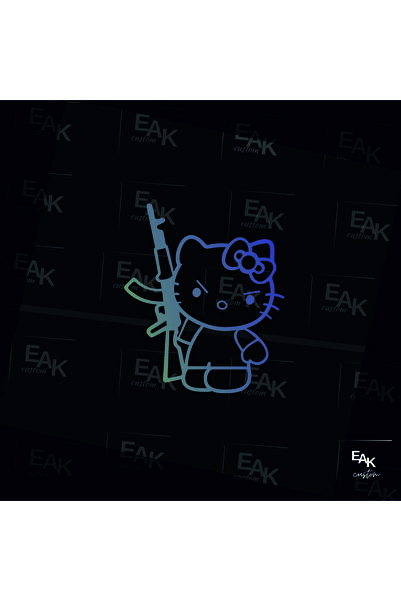 eakcustom HELLO KITTY oto sticker (hologram) (12cm x 15cm)