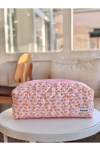 Batekso Travel Bag for Hair Styler with Orange Floral Pattern - Size XL