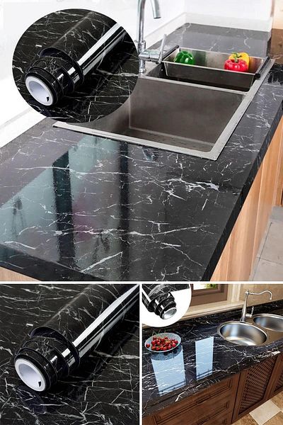 Skygo 5 Meters Large Size MarBle Patterned Black Coating Paper