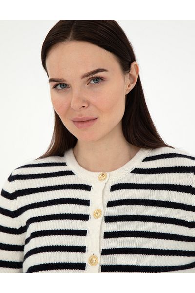 Pierre Cardin Ecru Crop Top Knitwear Cardigan 50290550 -Vr019