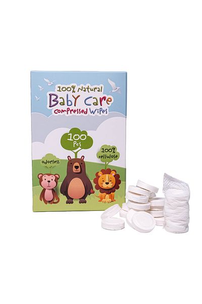 babywaybe Compressed Tablet Wipes for Babies 100 Pcs and Cleaning Hygiene Capsule Wipes 20 Pcs