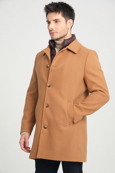 Frappoli Ανδρικό παλτό Thick Cashmere - Baby Collar, Regular Fit, Μπροστινή πλήρωση