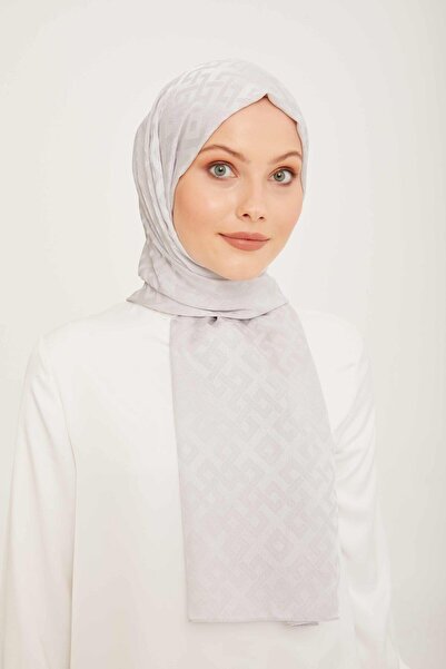 Armine Trend Jan Jan Silver Geometric Pattern Jacquard Shawl 5 - 3128
