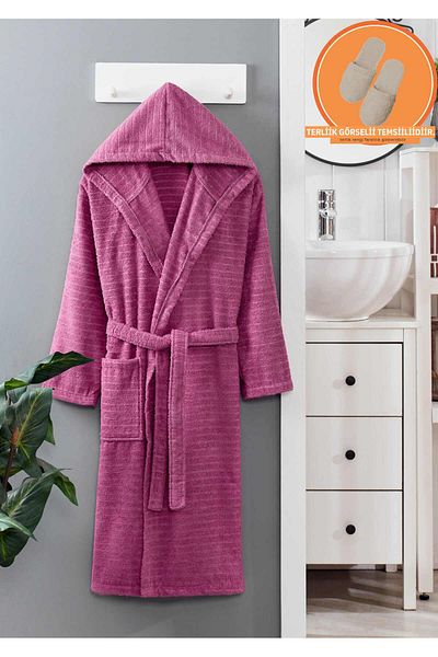 Rebeka Home Collection رداء حمام بغطاء للرأس من Nature Plum