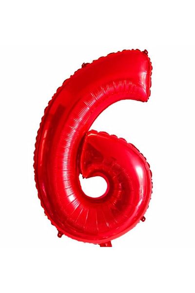 Parti Station Number Foil Balloon Red Number Balloon Red 6 Year Old Balloon 76 Cm Number Balloon Flying Balloon Helium Balloon