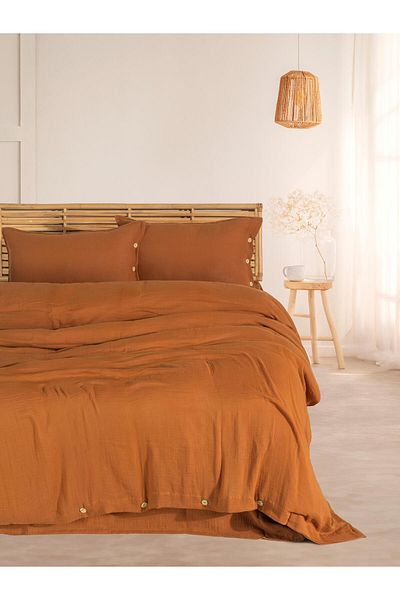 MYLASA HOME Комплект завивки от кафяв муселин Cloudy Mood