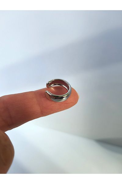 kurukafagift Flat Model Compression Cartilage Silver Color Earcuff Piercing