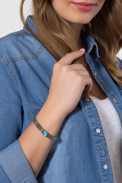 Modex Silver Color Evil Eye Bracelet (18cm)