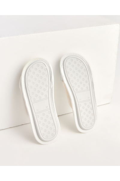 Chirpy Bride Team - White Women's Slippers with Writing