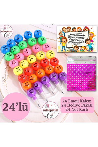 Salsepetial 24'lü Emoji Yumurtlayan Kurşun Kalem Hediyelik Hediye Paketli Not...