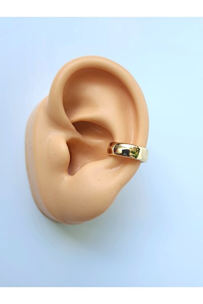 kurukafagift Düz Model Sıkıştırmalı Kıkırdak  Gold Renk Earcuff Piercing