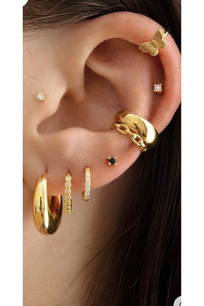 kurukafagift Flat Model Compression Cartilage Gold Color Earcuff Piercing