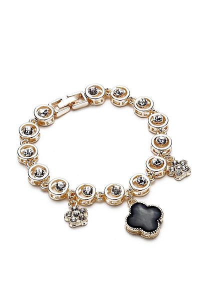 Modex Gold Color Clover Figured Stone Bracelet (18cm)