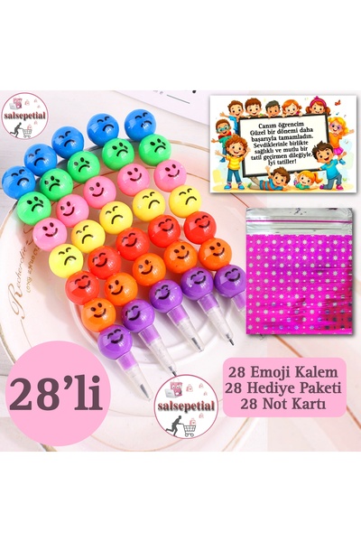 Salsepetial 28'li Emoji Yumurtlayan Kurşun Kalem Hediyelik Hediye Paketli Not...