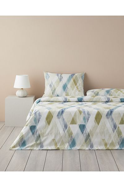English Home Blue Modern Argyle Cotton Double Duvet Cover Set - 200X220 cm